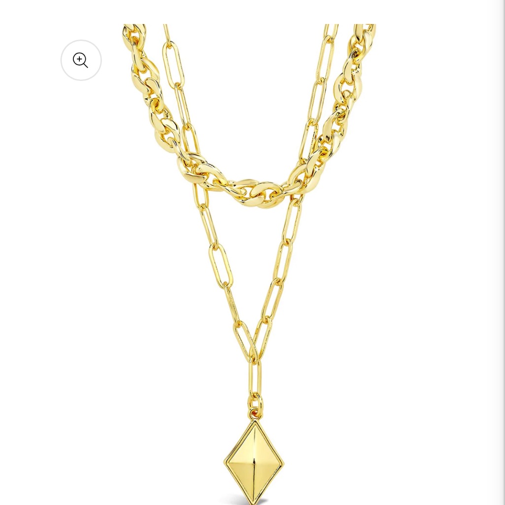 (1)Sterling Forever Nwot 2 Layer Chain & Charm Necklac